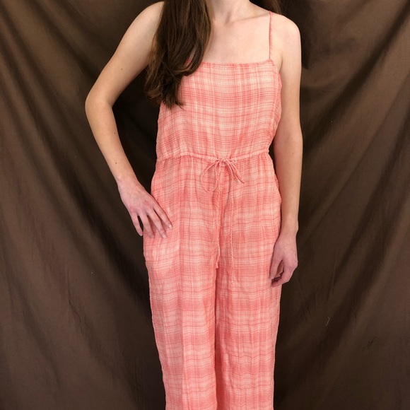 Urban Outfitters Wide Leg Gauze Jumpsuit Plaid - Picture 3 of 6